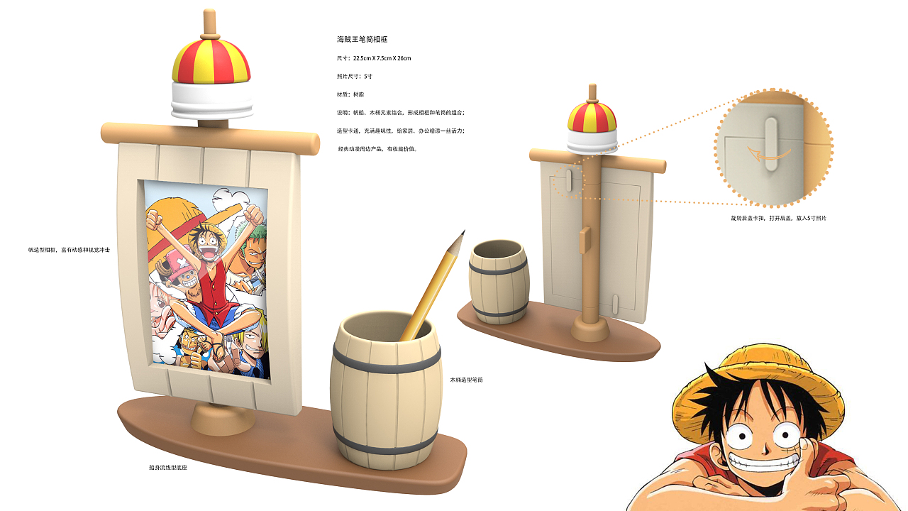 《海賊王》主題多功能帆船筆筒相框 駛向夢想角落的收藏設計